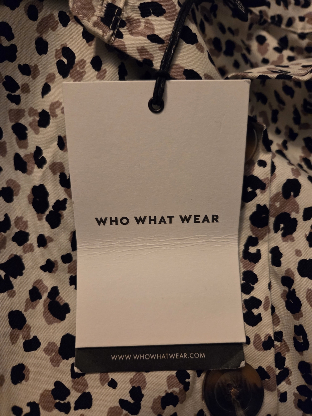 Button-Front Leopard Print Shirt Dress — Beige Black Spotted NWT - Picture 11 of 15
